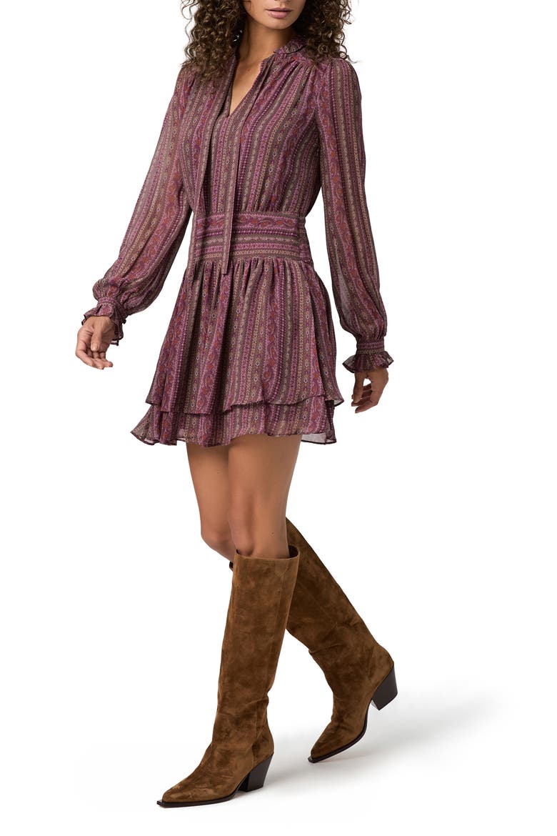 Nantes Silk Chiffon Minidress, Main, color, DEEP MAUVE MULTI