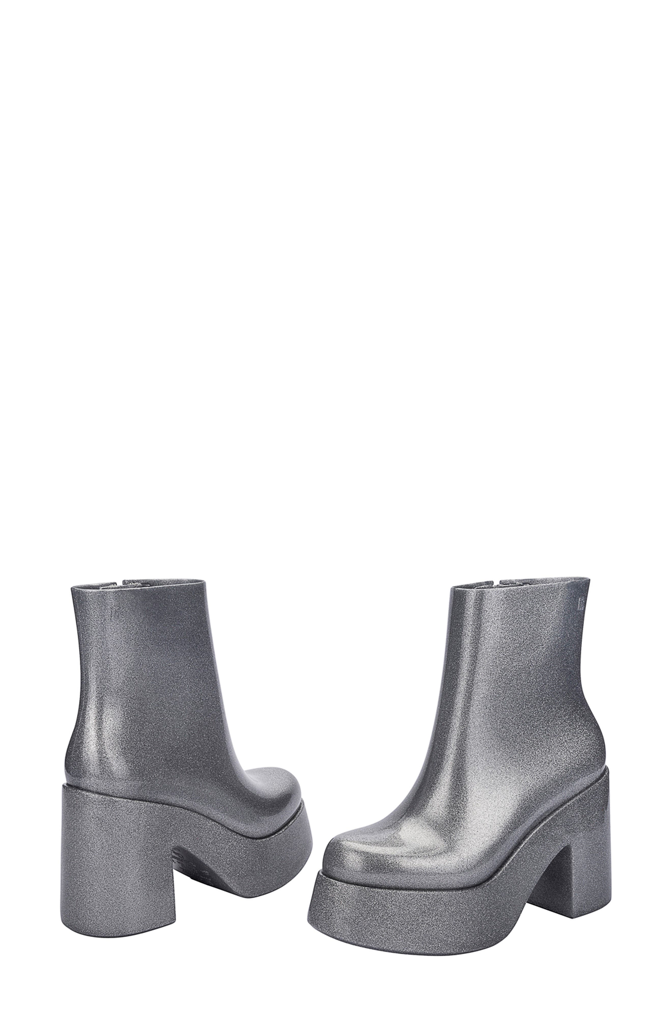 Melissa Nubia II Platform Bootie, Alternate, color, Glitter Clear Silver