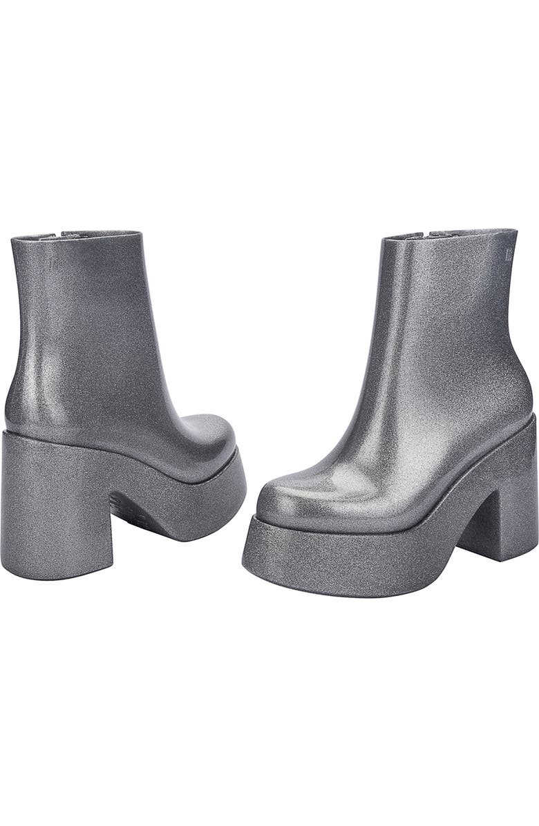 Melissa Nubia II Platform Bootie, Alternate, color, Glitter Clear Silver
