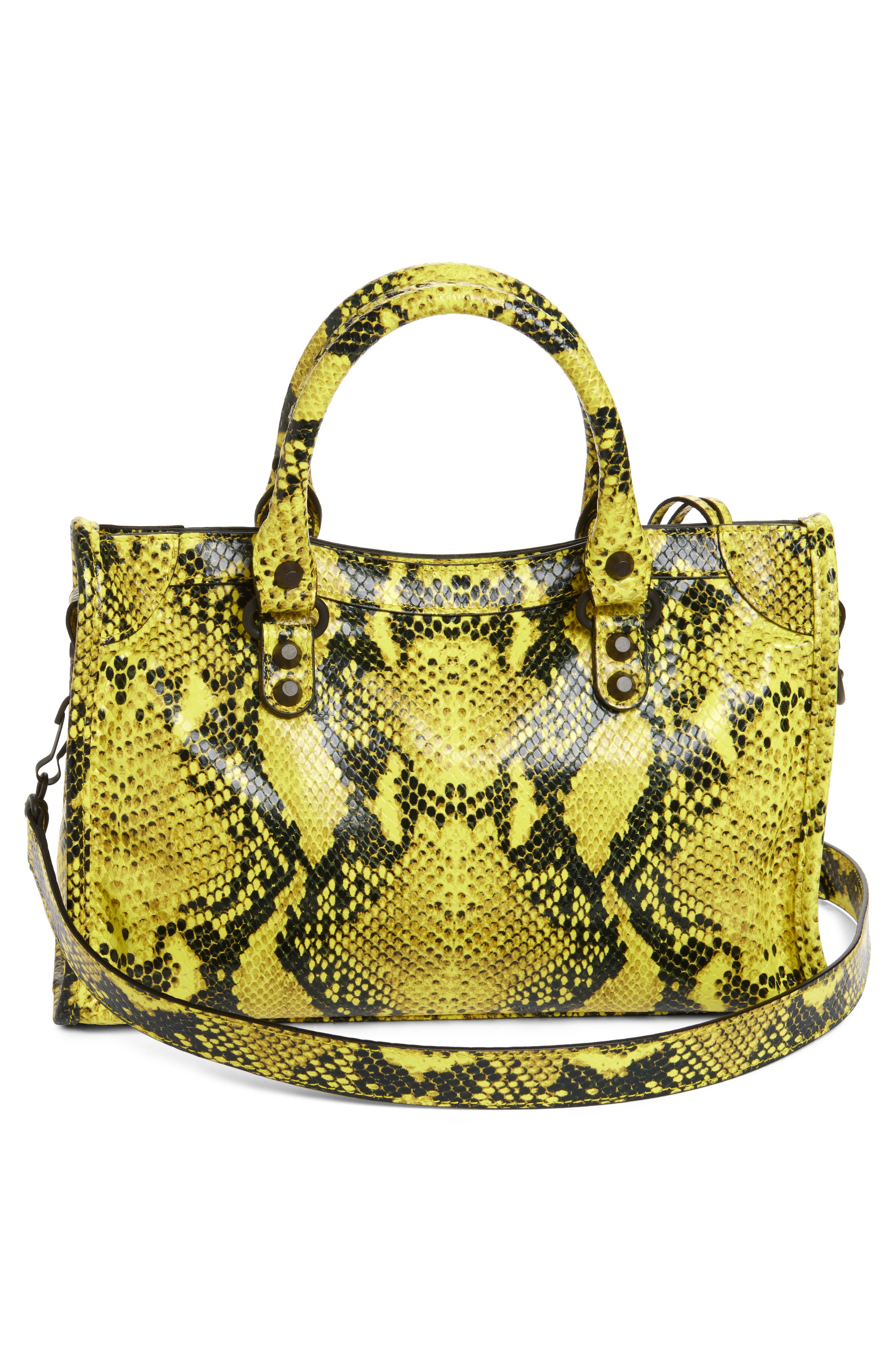 Balenciaga Small Le City Python Embossed Leather Top Handle Bag, Alternate, color, 