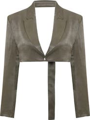 PCFG Linen Blend Crop Shiny Woven Jacket