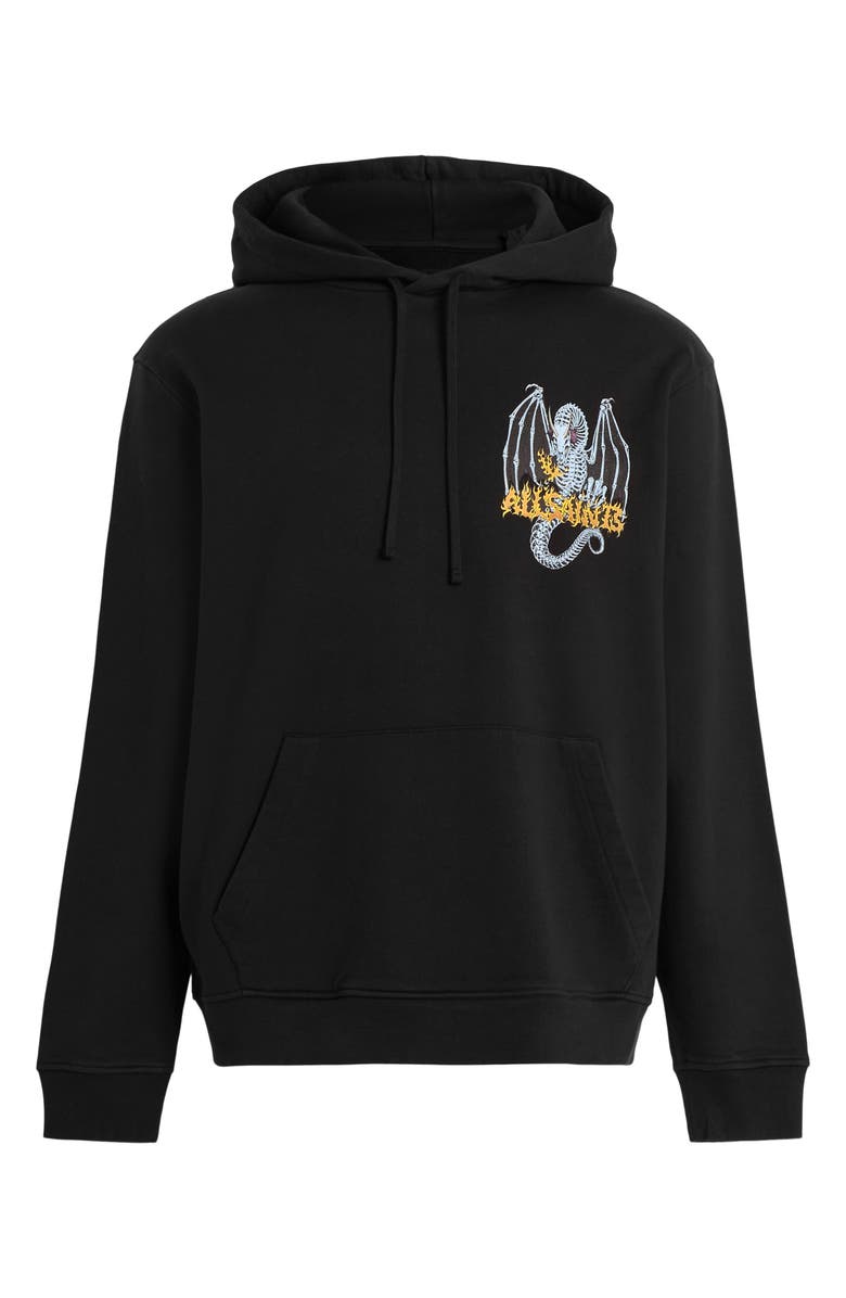 AllSaints Dragon Skull Graphic Hoodie, Alternate, color, 