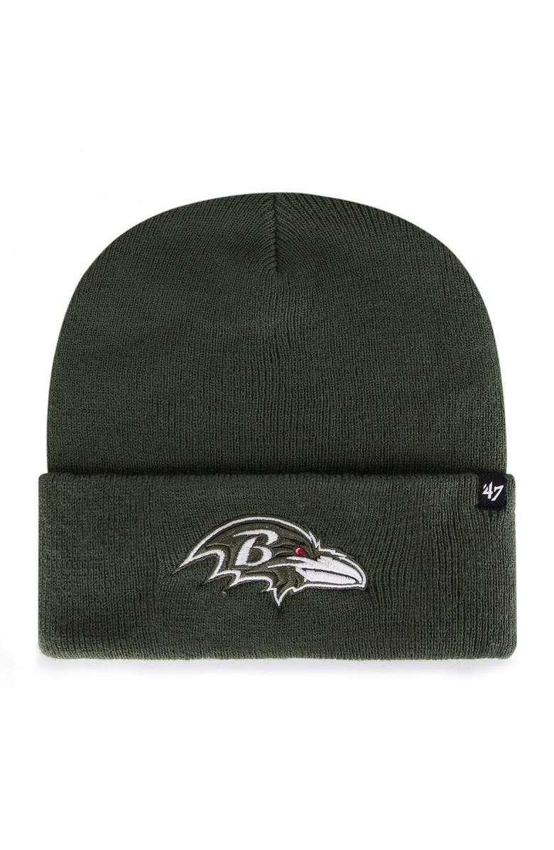 '47 Women's '47  Green Baltimore Ravens Haymaker Cuffed Knit Hat, Main, color, 