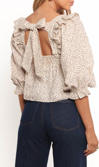 Belakey Floral Print Cotton & Linen Crop Top
