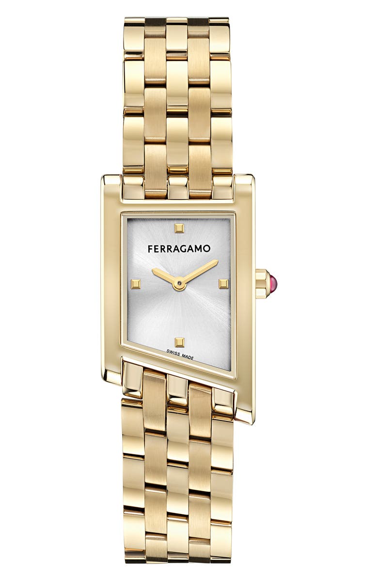 FERRAGAMO Asymetrique Bracelet Watch, 22mm x 36mm, Main, color, Ip Yellow Gold