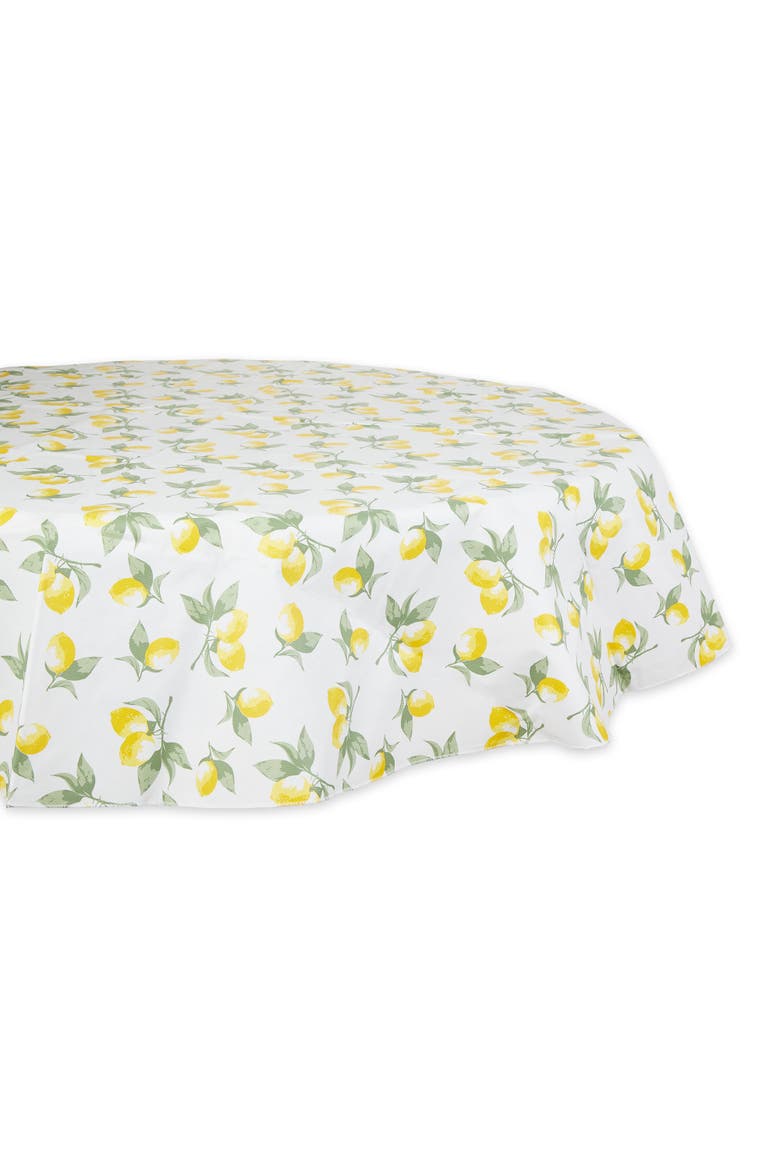 Vinyl Outdoor Printed 70" Round Tablecloth, Main, color, Summer Lemons