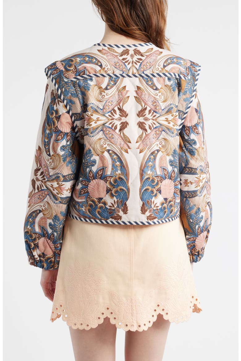 Sea Garden Print Button Front Jacket, Alternate, color, SEA GARDEN SCARF SOF