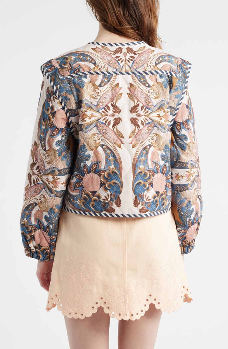 FARM Rio Sea Garden Print Button Front Jacket, Alternate, color, Sea Garden Scarf Sof