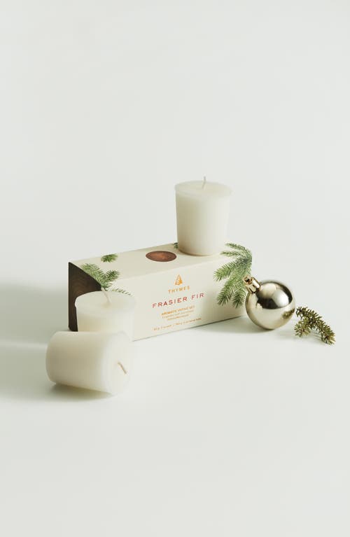 Thymes Frasier Fir Votive Candle 3-piece Set In White