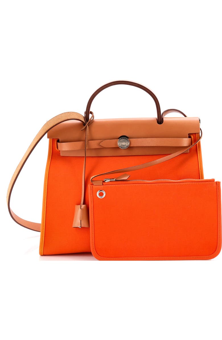 Pre-Owned Hermes Herbag Zip Leather and Toile 31, Alternate, color, Feu