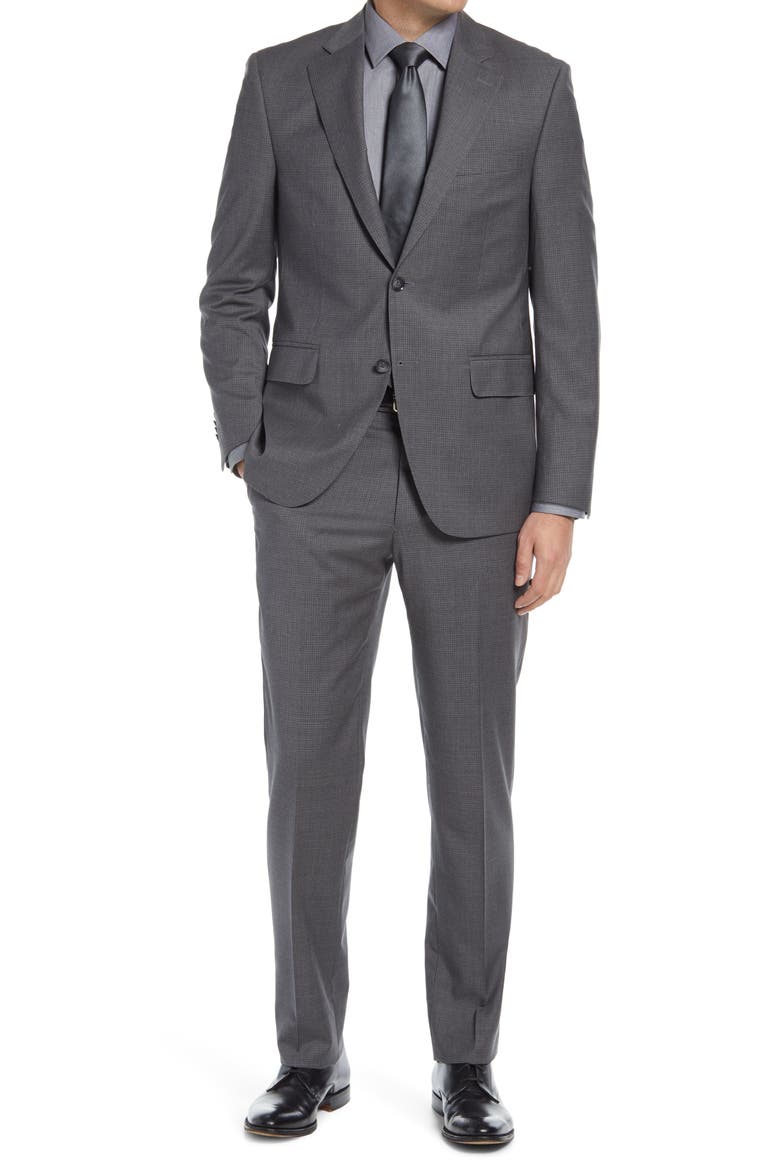 Classic Fit Plaid Wool Suit, Main, color, GREY