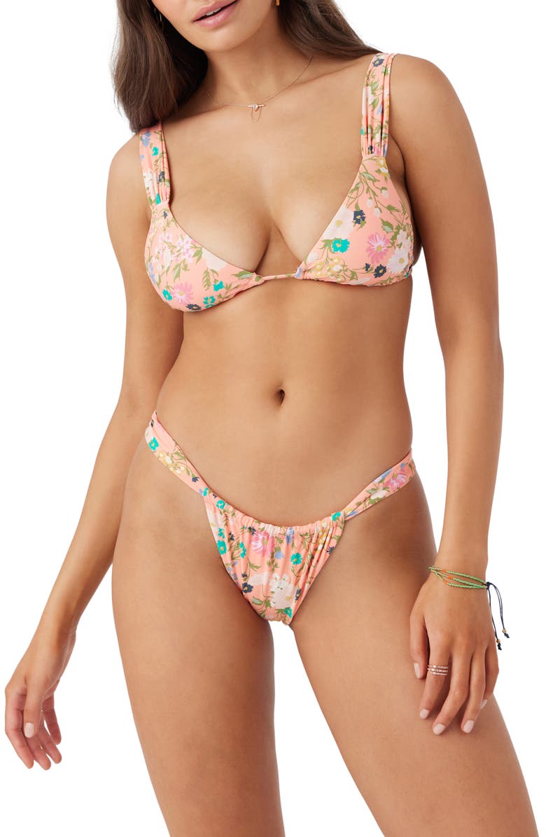 O'Neill Kelly Floral Solimar Ruched Bikini Bottoms, Alternate, color, 