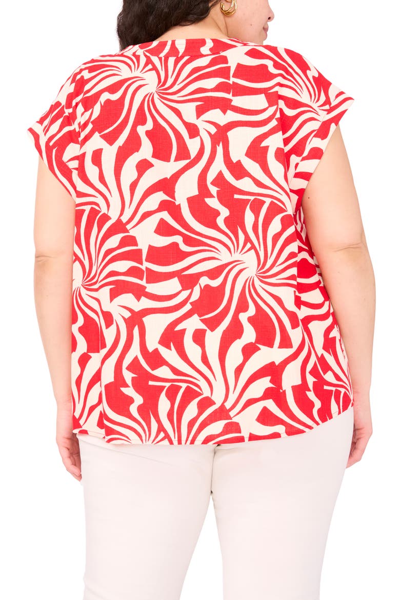 Split Neck Cap Sleeve Top, Alternate, color, RADIANT RED SWIRL