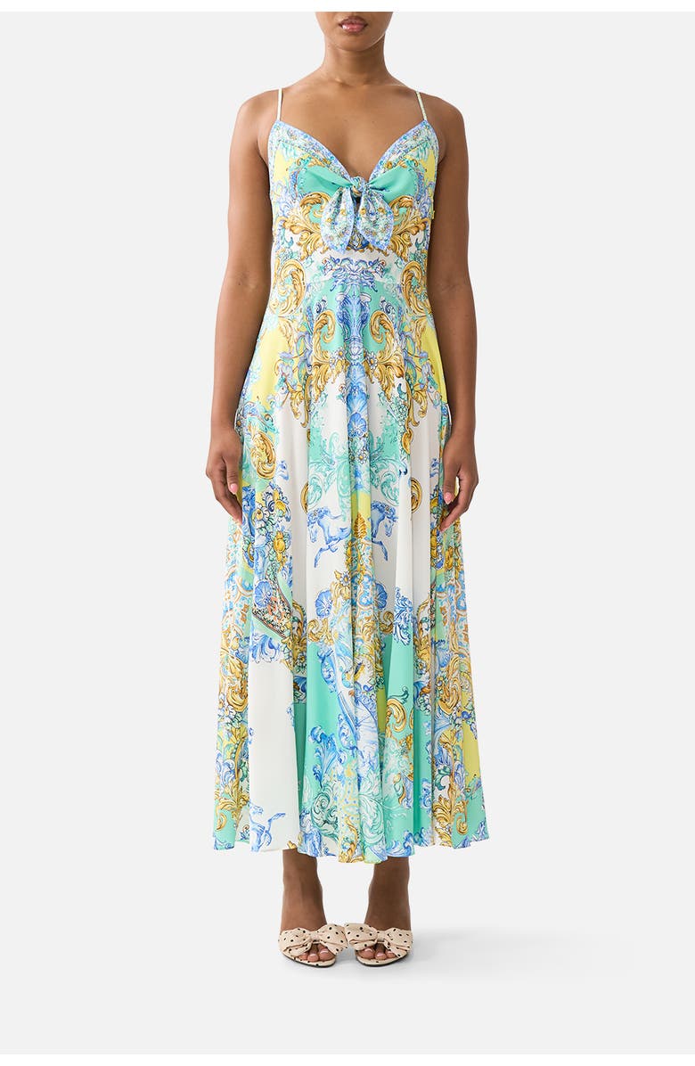 Camilla Long Dress With Tie Front, Main, color, Dial Up The Tiles