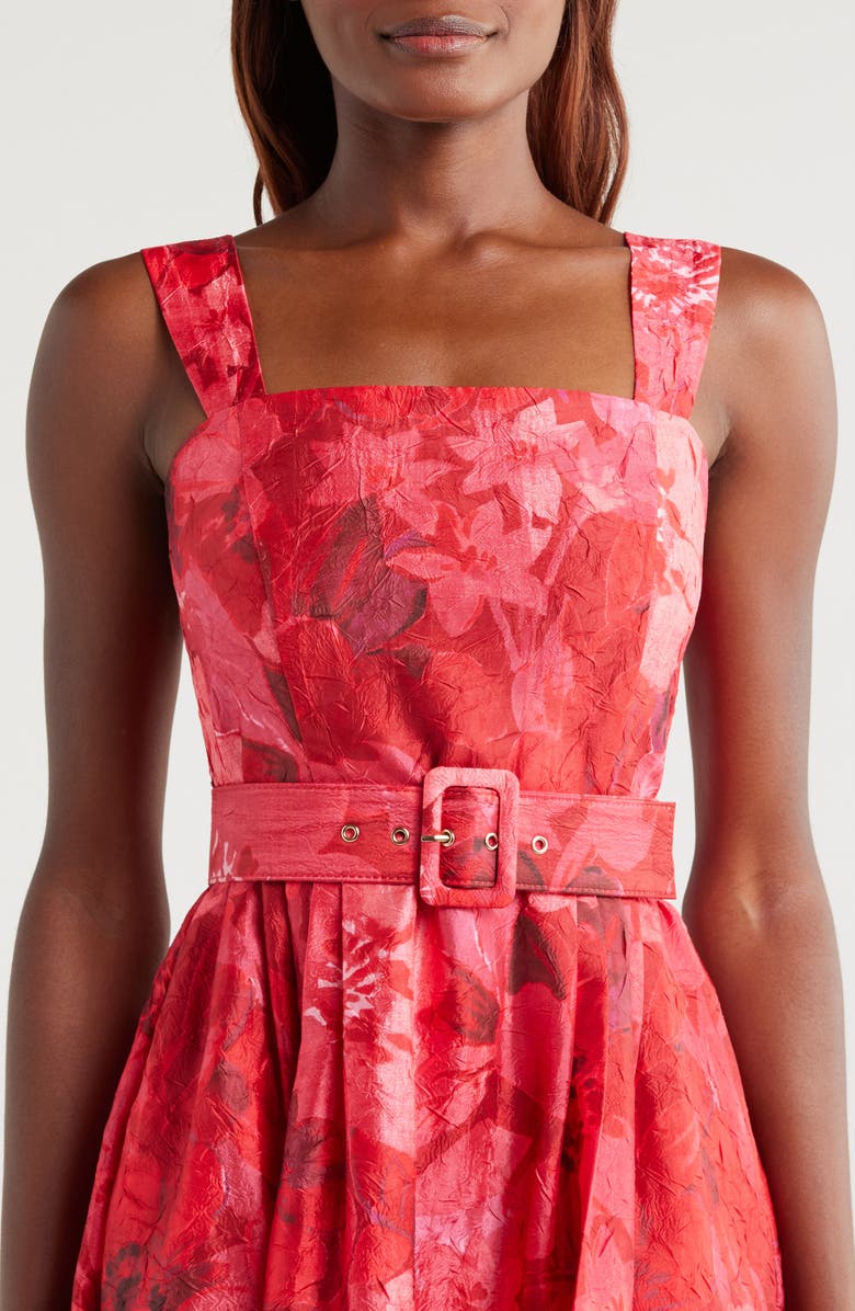 Tahari ASL Crinkled Floral Midi Dress, Alternate, color,