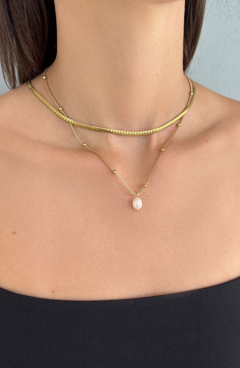 Adornia Set of 2 Assorted Chain Necklaces, Alternate, color, White/ Gold