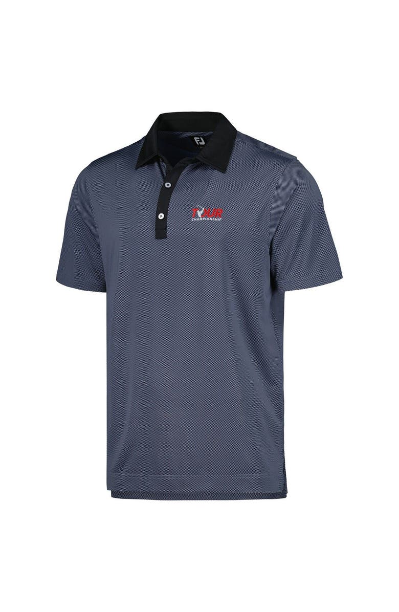 FOOTJOY Men's FootJoy Navy TOUR Championship Stretch Lisle Mini Check ProDry Polo, Alternate, color,
