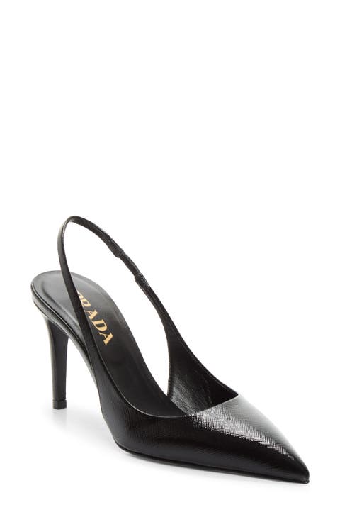 Saffiano Leather Slingback Pump