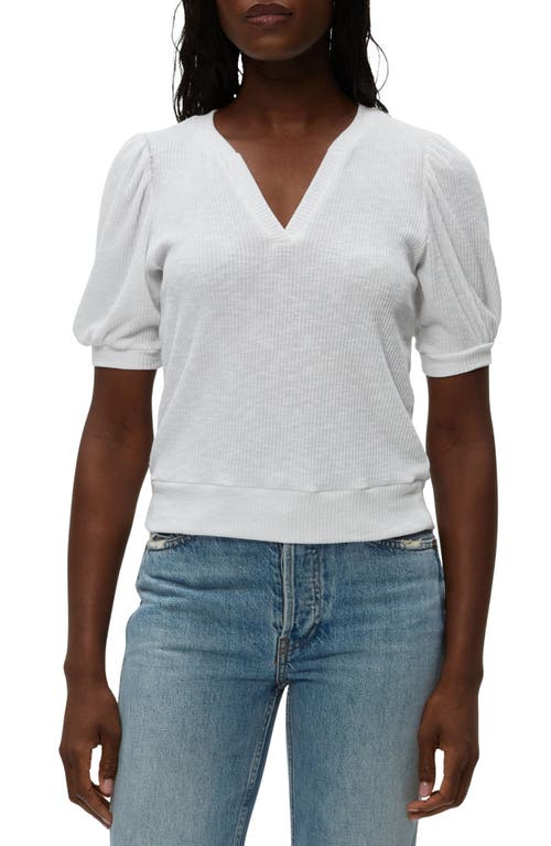 Michael Stars Quinn Puff Sleeve Rib Top In White