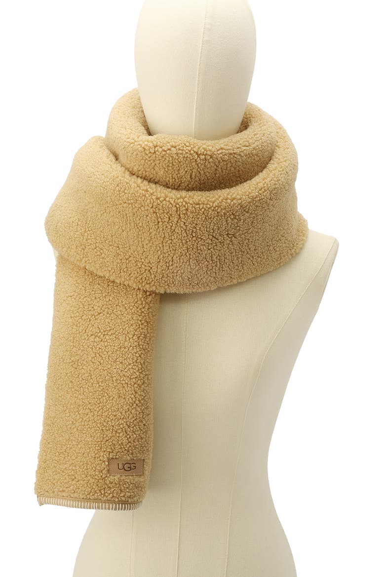 Whipstitch High Pile Fleece Scarf, Alternate, color, SAND