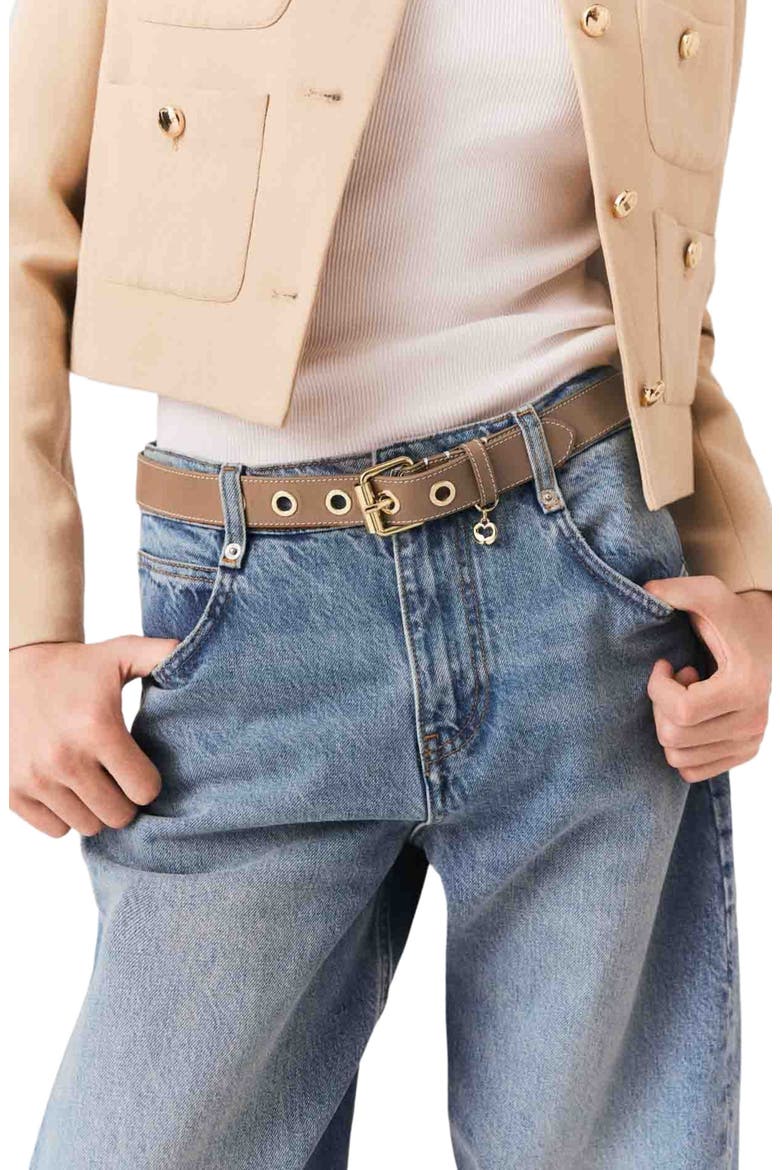 Leather belt with Miss M buckle, Alternate, color, Moka