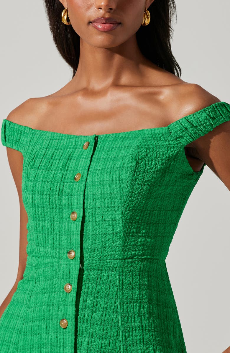 ASTR the Label Harlyn Off the Shoulder Textured Midi Dress, Alternate, color, 