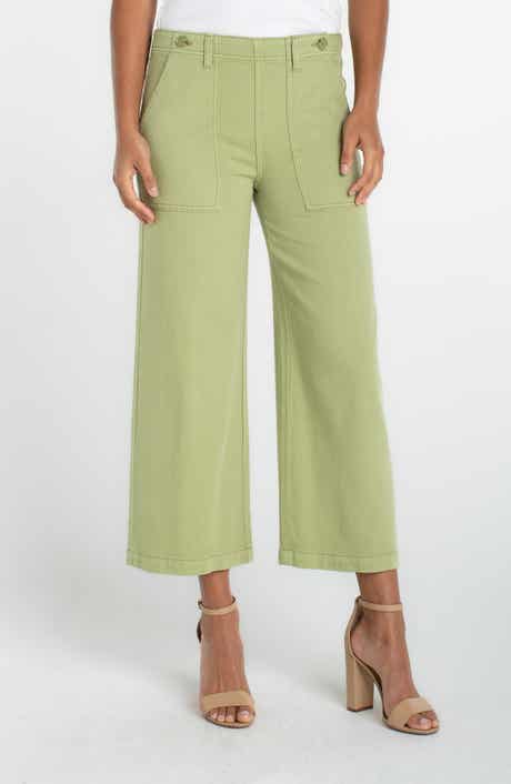 High Waist Crop Wide Leg Utility Pants