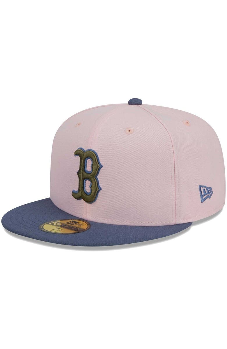 New Era Men's New Era Pink/Blue Boston Red Sox Olive Undervisor 59FIFTY Fitted Hat, Alternate, color, Pink