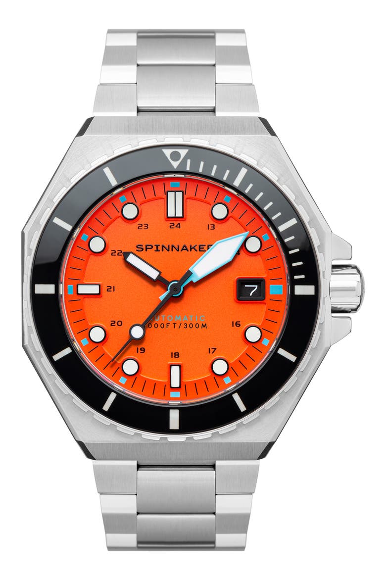 Dumas Automatic Bracelet Watch, 44mm, Main, color, ORANGE