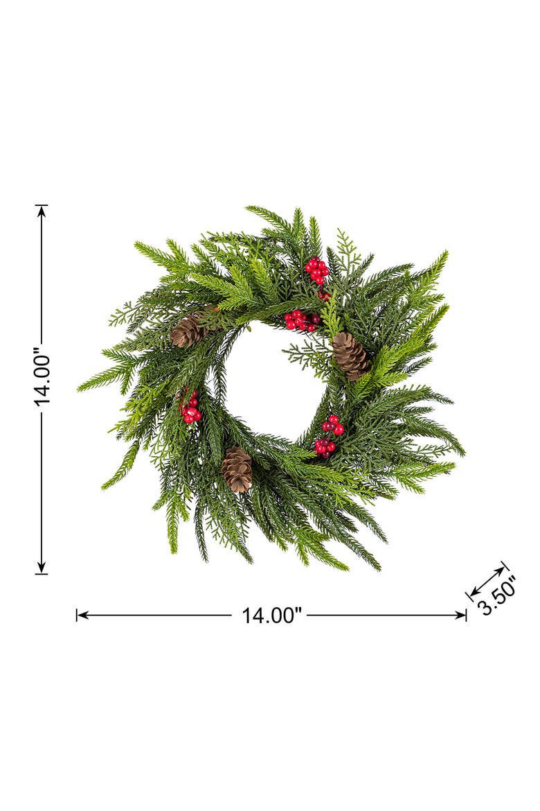 Set of 2 14"D Christmas Mini Dripping Wreath, Alternate, color, Green