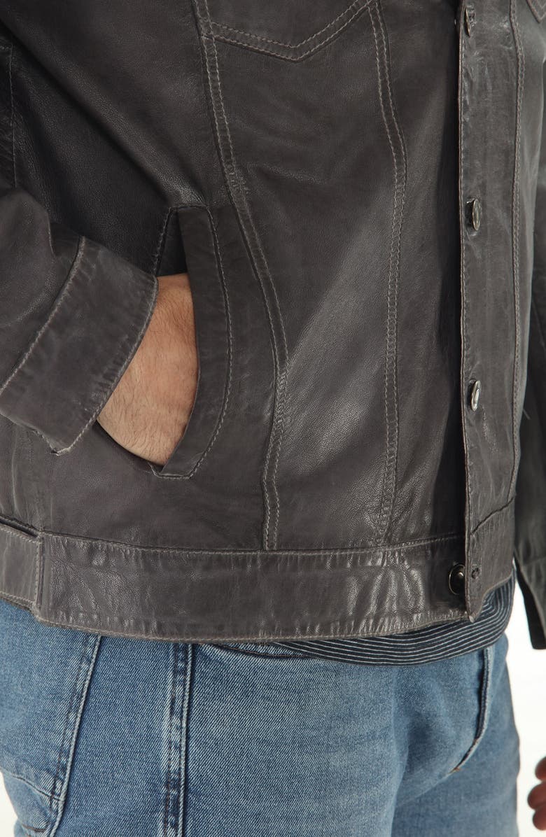 Missani Le Collezioni Leather Trucker Jacket, Alternate, color, Black