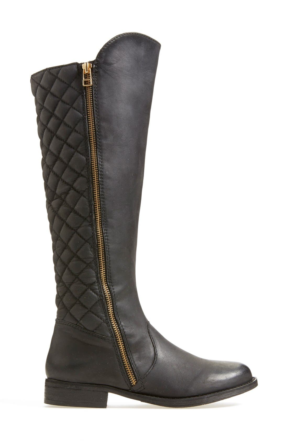 'Northsde' Quilt Back Knee High Boot, Alternate, color, BLACK LEATHER