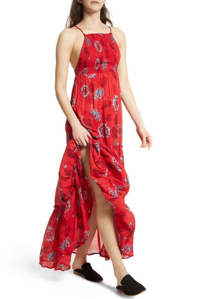Garden Party Maxi Dress, Alternate, color, RED COMBO