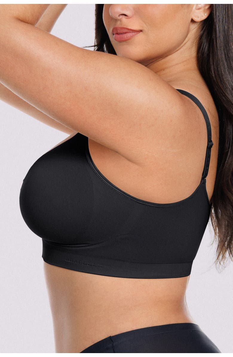 Shapellx Skin Flow Seamless Front-Zip Wireless Bra, Alternate, color, Black
