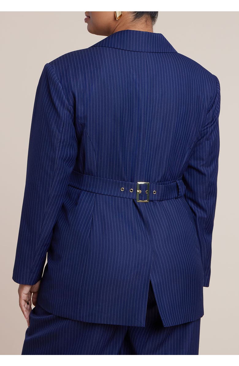 ELOQUII Nipped Waist Blazer With Back Adjuster, Alternate, color, Navy Pinstripe