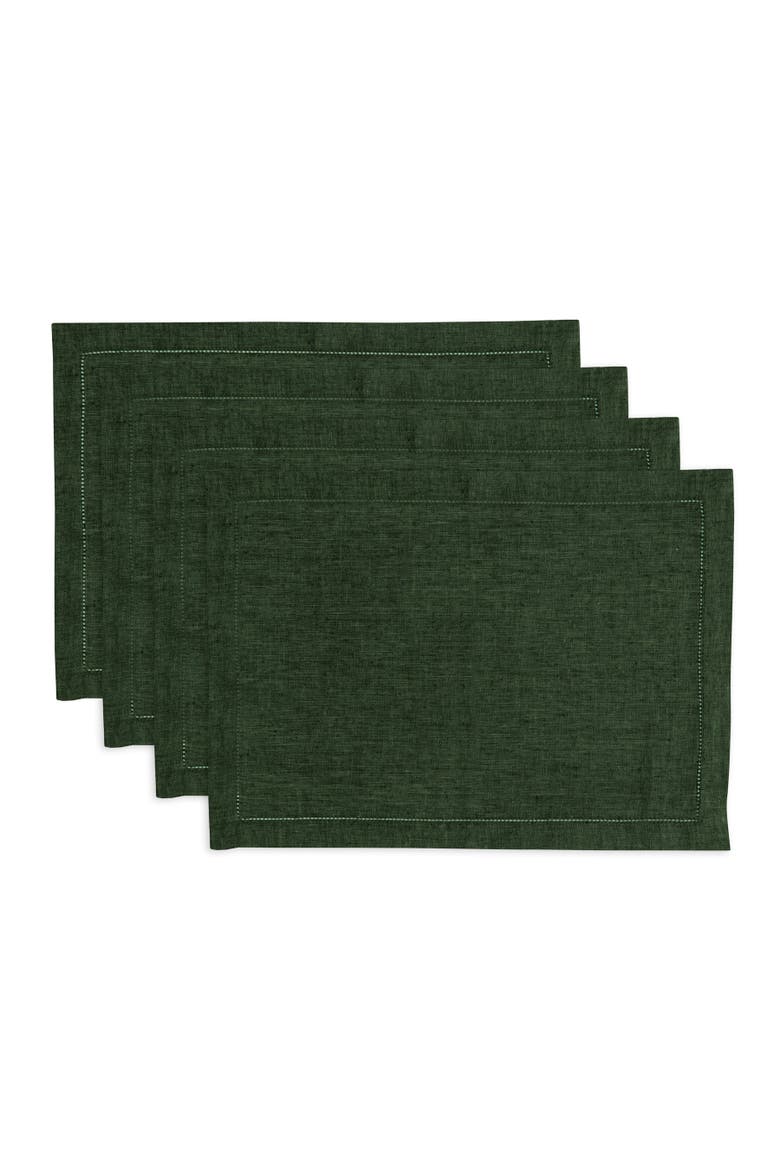 Linen Placemats Set of 4, 14 x 19" - Milan, Main, color, Forest Green