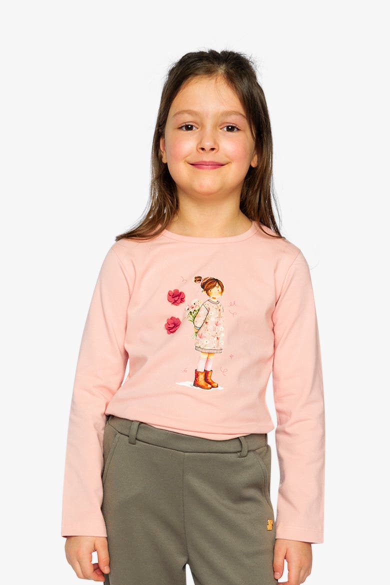 Organic Cotton Textured Flower Jersey T-Shirt, Alternate, color, Pale Dusty Pink