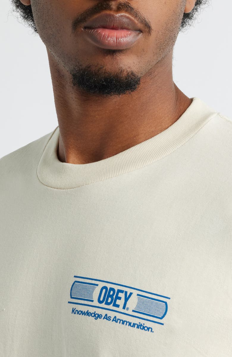 Obey Knowledge As Ammunition Graphic T-Shirt, Alternate, color, Cream