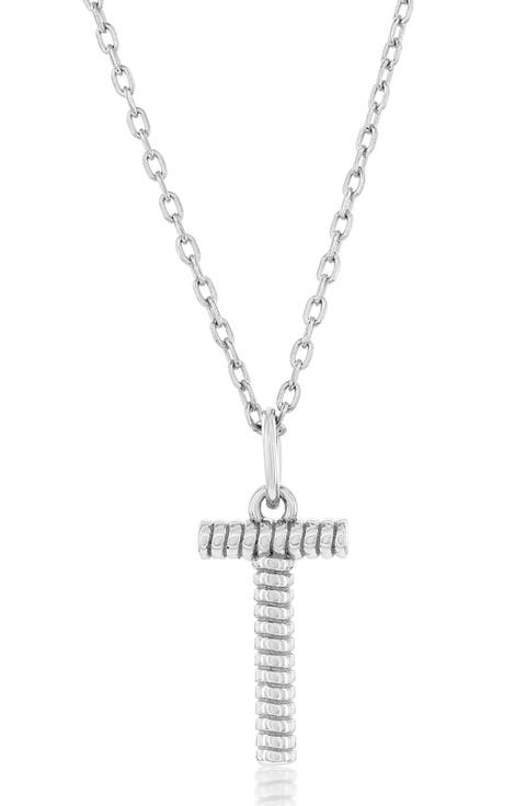 Croissant Initial Pendant Necklace