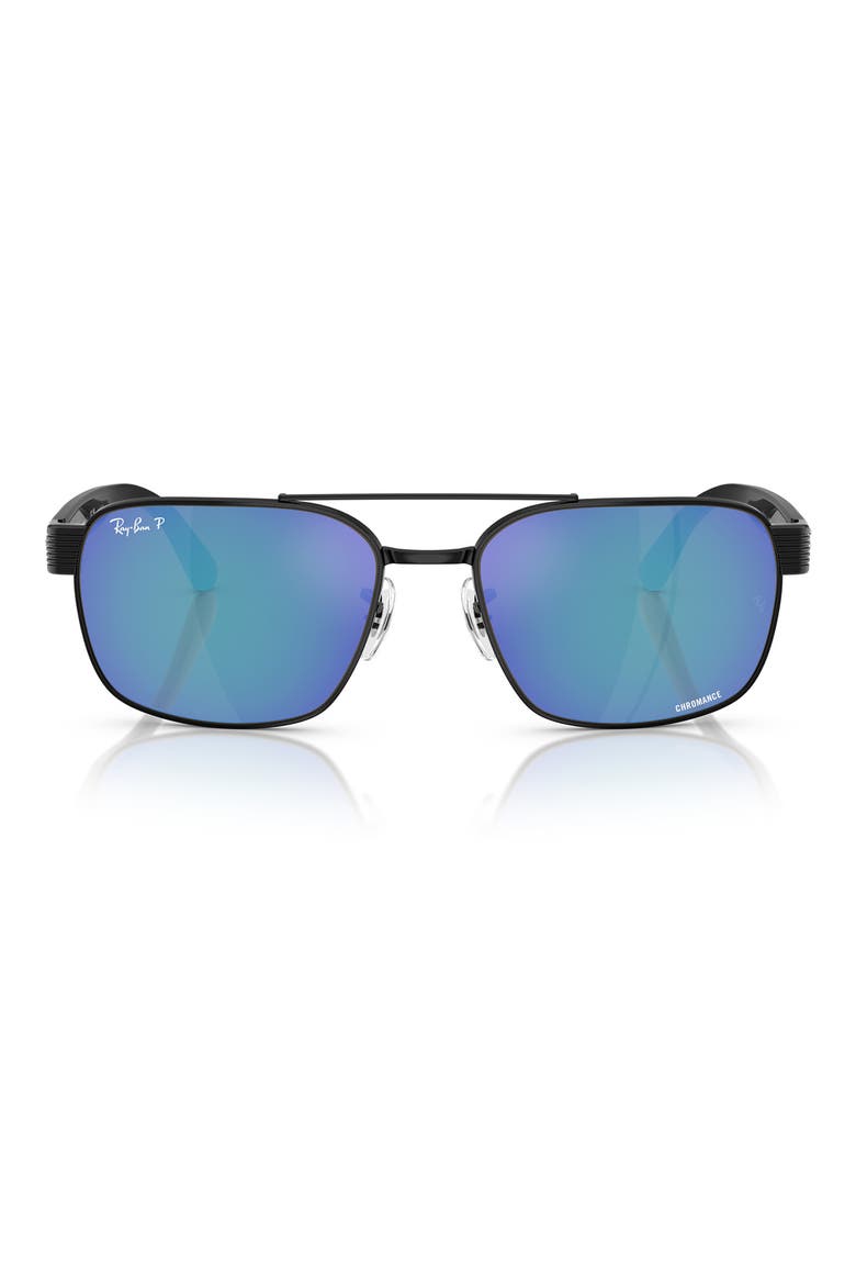 Chromance 61mm Polarized Square Sunglasses, Main, color, BLACK