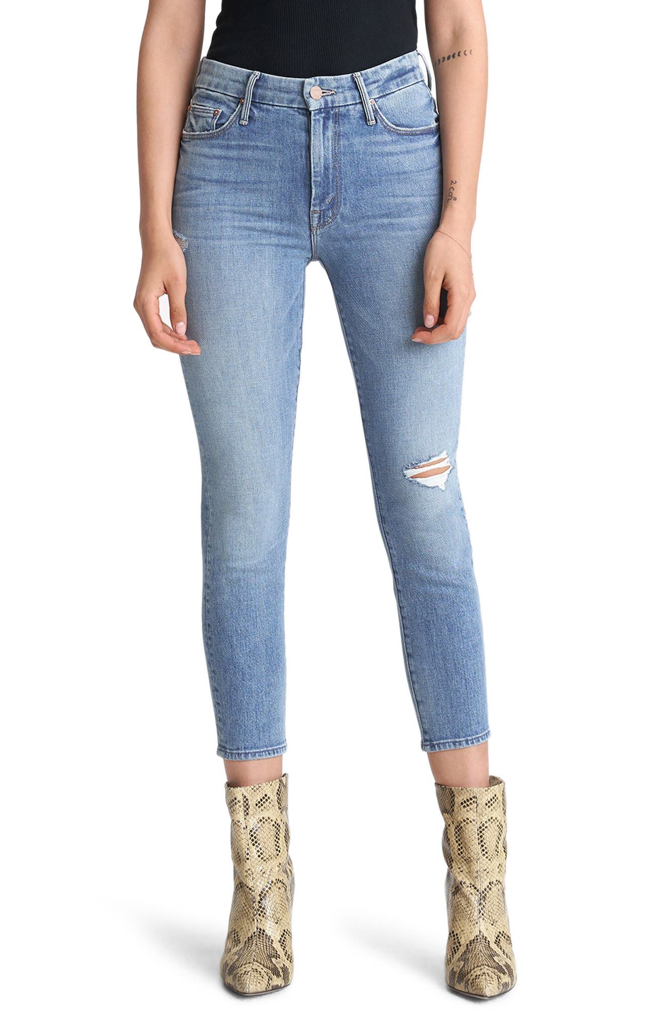 The Looker Ripped High Waist Crop Skinny Jeans
