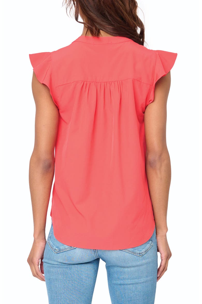 Flutter Sleeve Top, Alternate, color, HIBISCUS