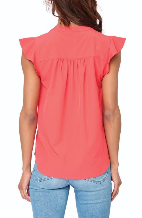 Gibsonlook Flutter Sleeve Top In Hibiscus