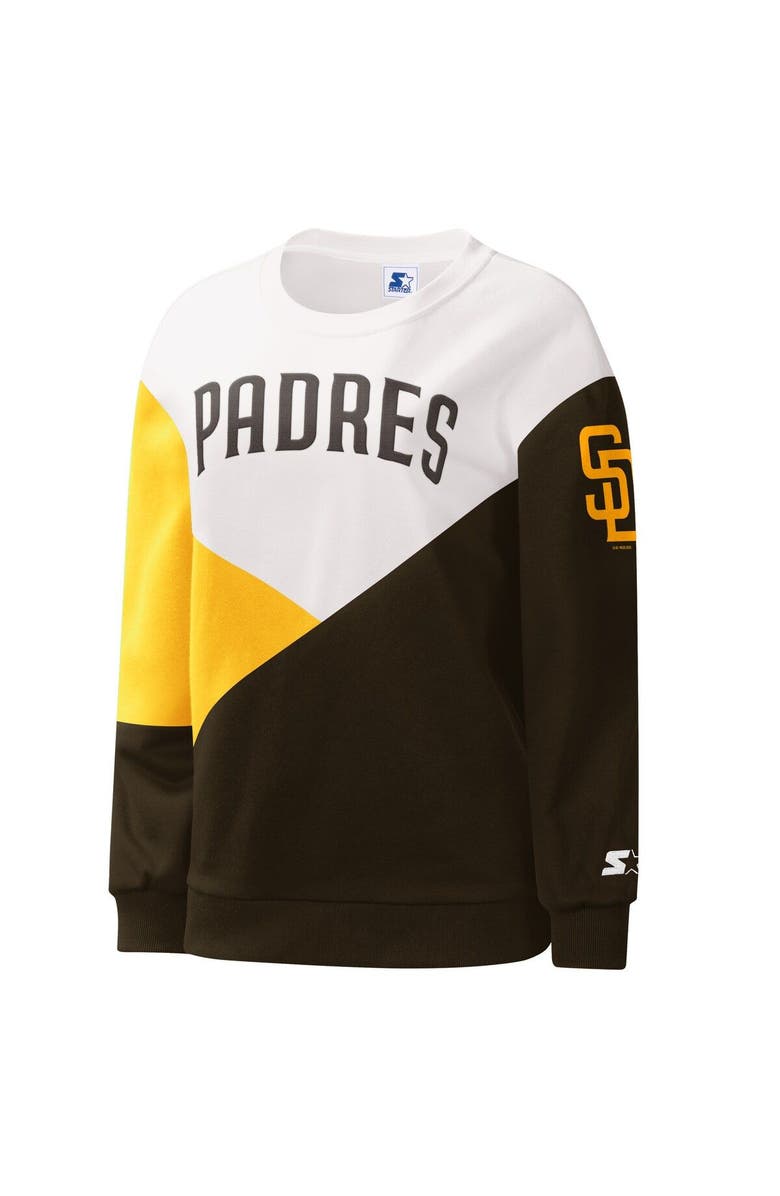 STARTER Women's Starter White/Brown San Diego Padres Shutout Pullover Sweatshirt, Alternate, color, White