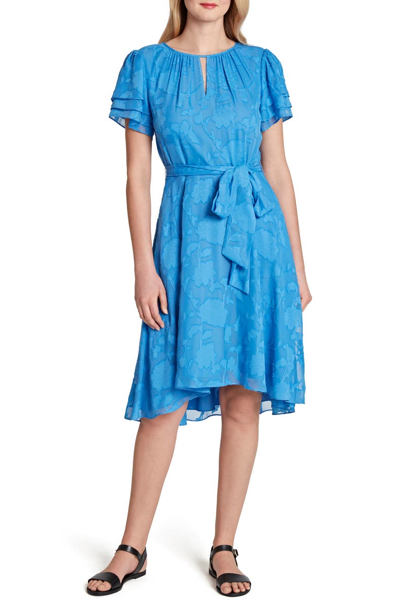 Tahari Floral Chiffon Fit & Flare Midi Dress, Main, color,