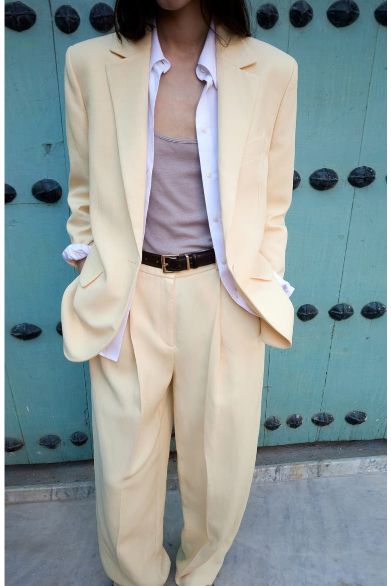 Pleated Straight Leg Pants, Alternate, color, YELLOW