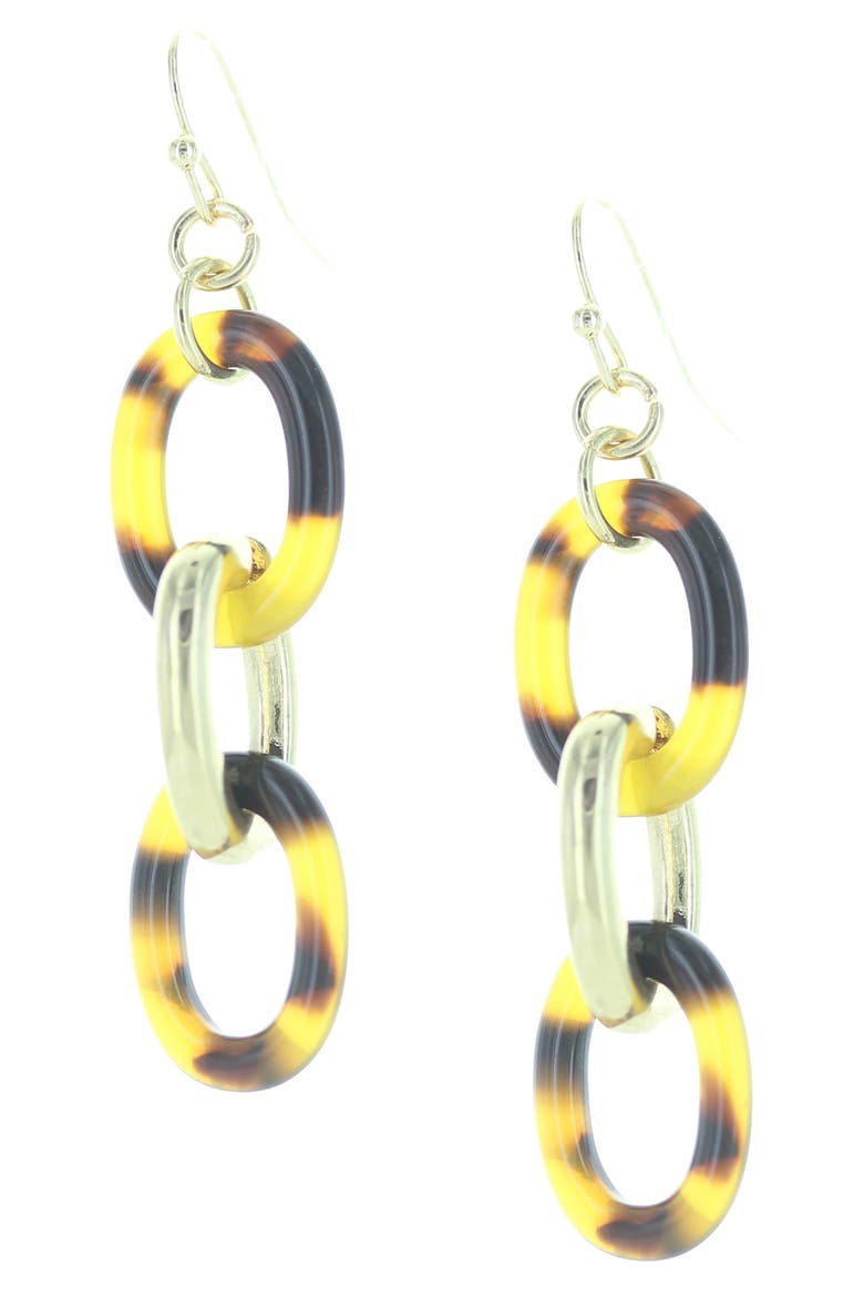 Resin Link Drop Earrings, Main, color, GOLD / BROWN