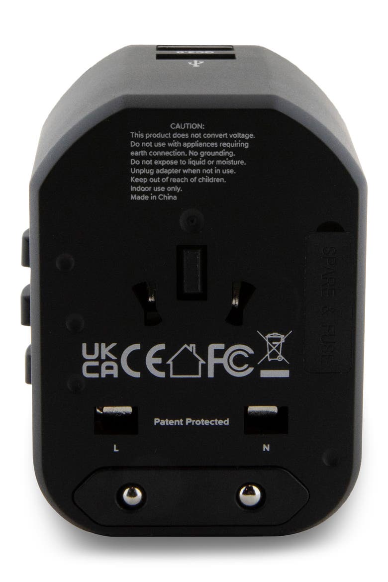 Travel Adapter with Case, Alternate, color, BLACK