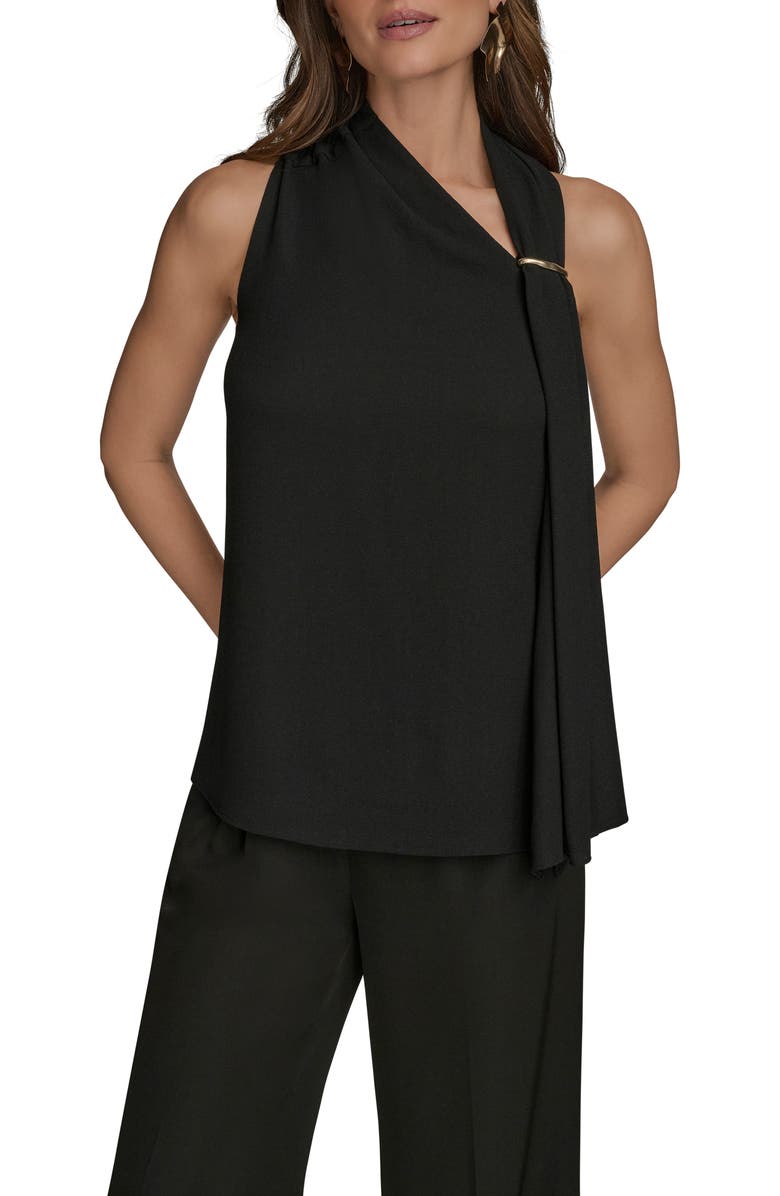 Donna Karan New York Asymmetric Sleeveless Top, Main, color, Black