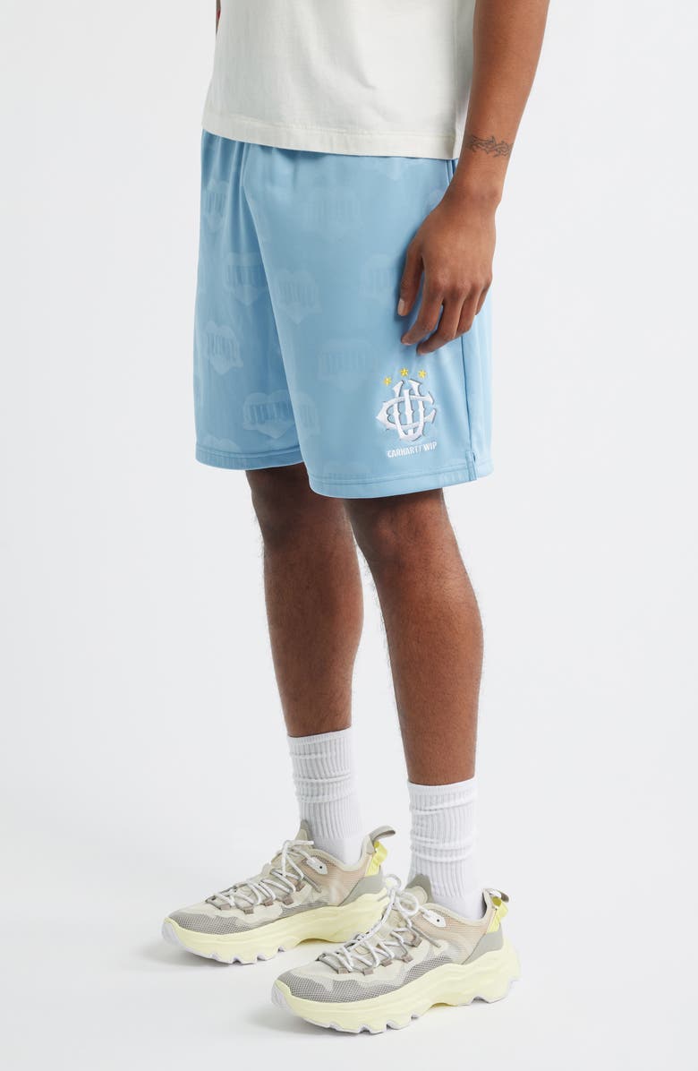 Carhartt Work In Progress Hartts Jacquard Football Shorts, Alternate, color, Heart Train Jacquard Bluebird